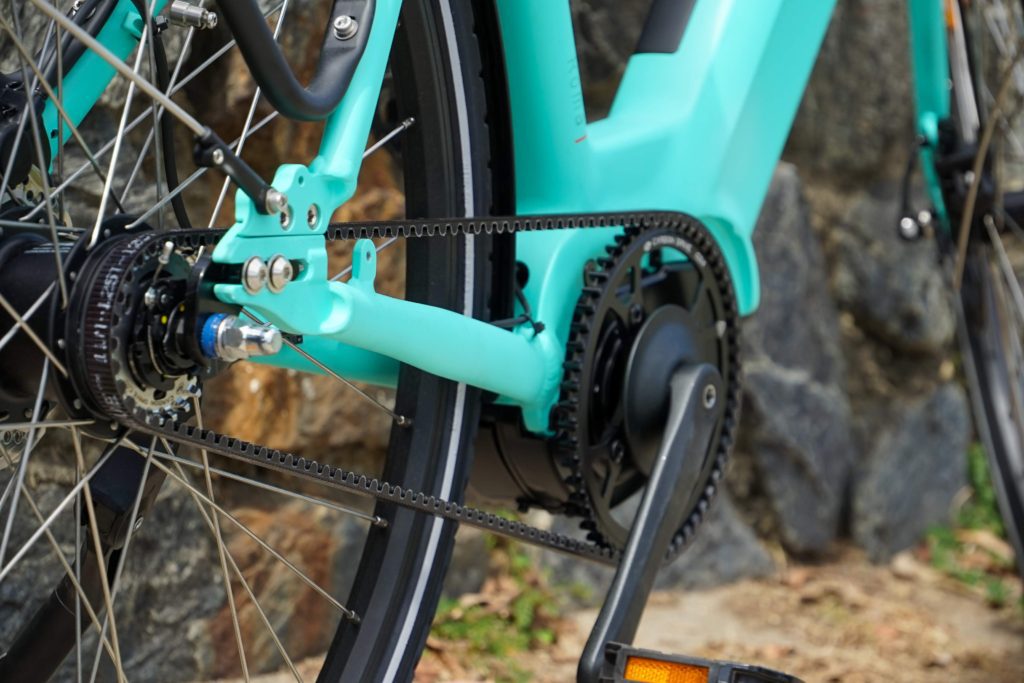 Electric Bike drive belt close up