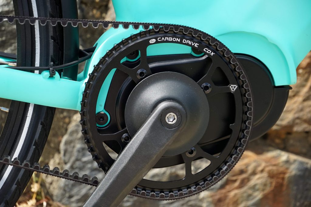 Electric Bike Carbon Drive gear close up